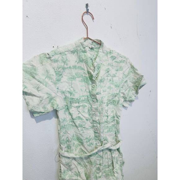 KIVARO White Green Floral Short Sleeve Belt Looped Chloe Romper Size US 2 - Picture 6 of 15